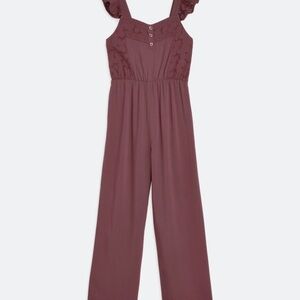 LUQ Renata Eyelet Jumpsuit with Ruffle Straps for girls